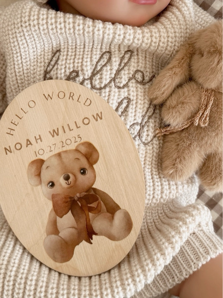 Teddy Baby Name Plaque