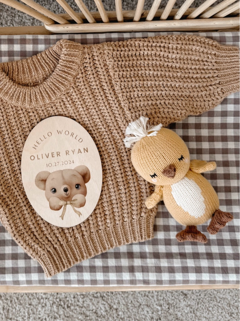 Teddy Baby Name Plaque