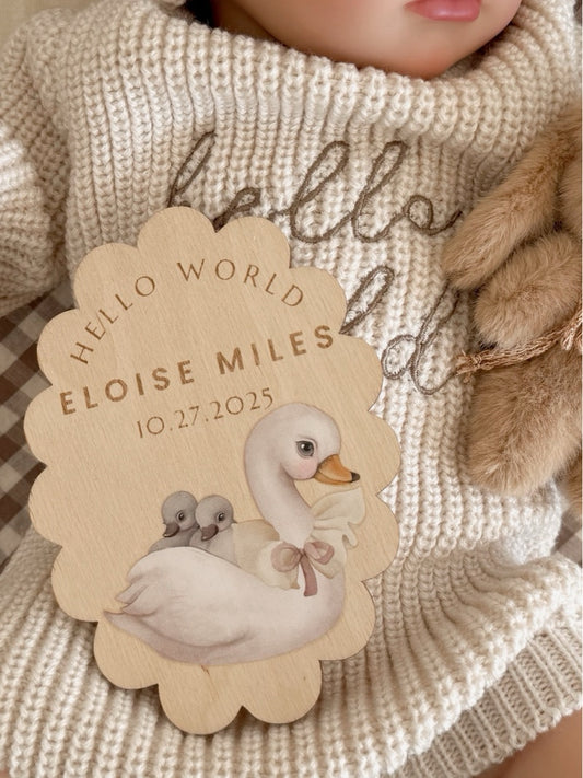 Swan Baby Name Plaque