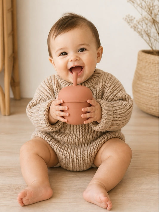 Silicone Baby Cup Acorn cinnamon