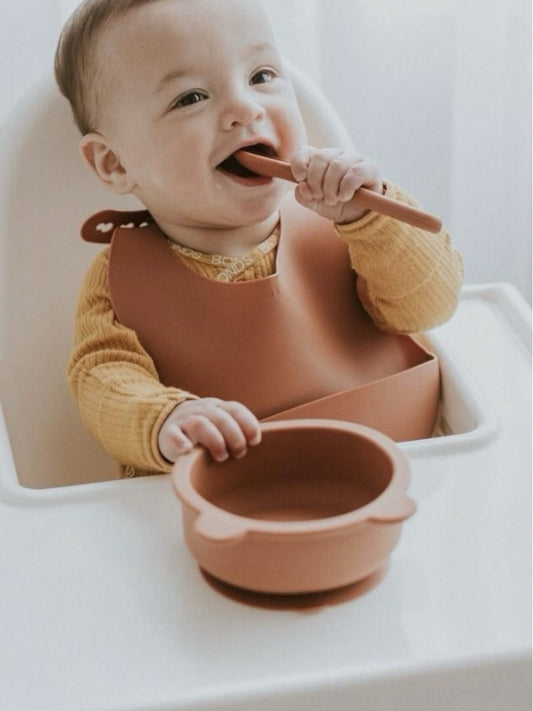 Silicone Baby Bowl Bear cinnamon