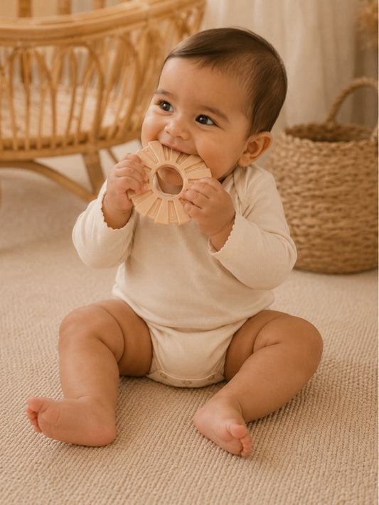 Baby Teether Flower Velvet Pink