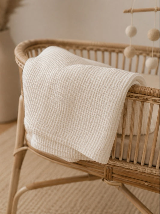 Waffle Baby Blanket white