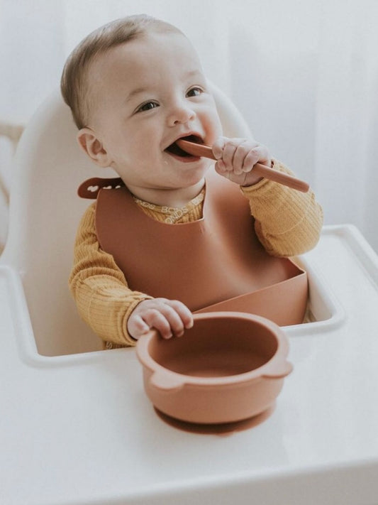 Silicone Baby Bowl Bear cinnamon
