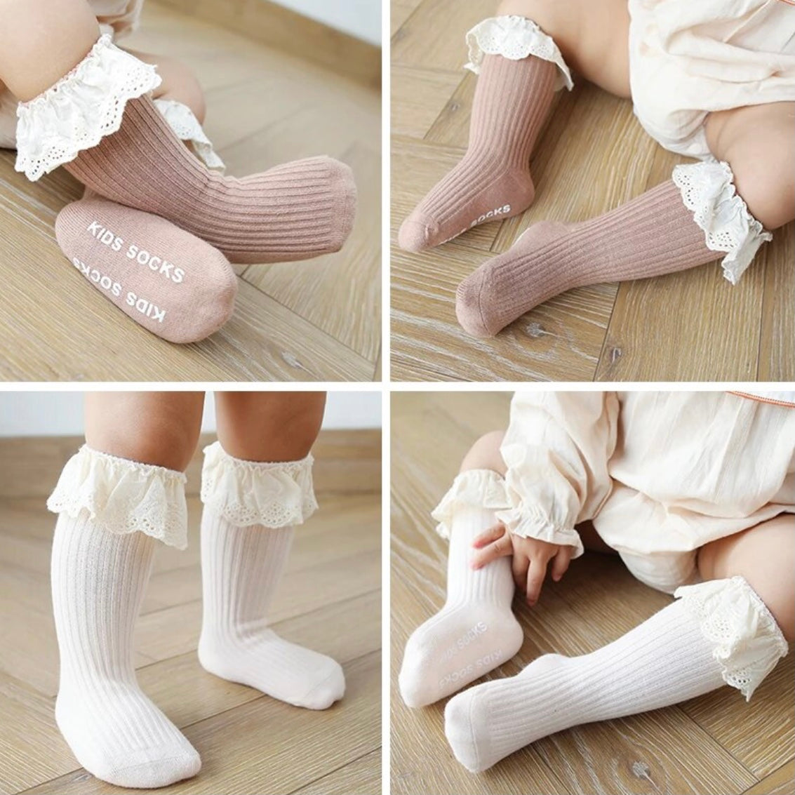 Broderie Socks Caramel